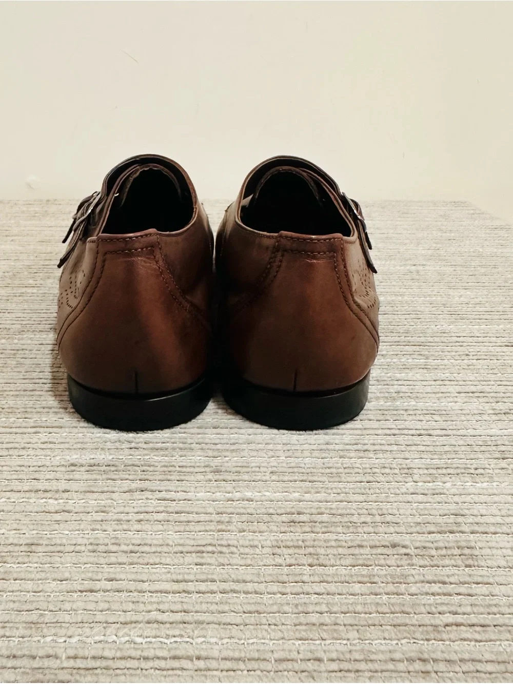 JAY+DEE Men's Brown Leather Double Monk Strap Shoes Hand Made Size EU 43 / US 10